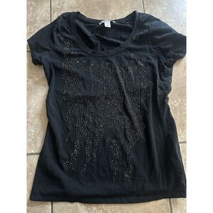 Kenneth Cole M Beaded Black Edgy Tee Tshirt Blouse